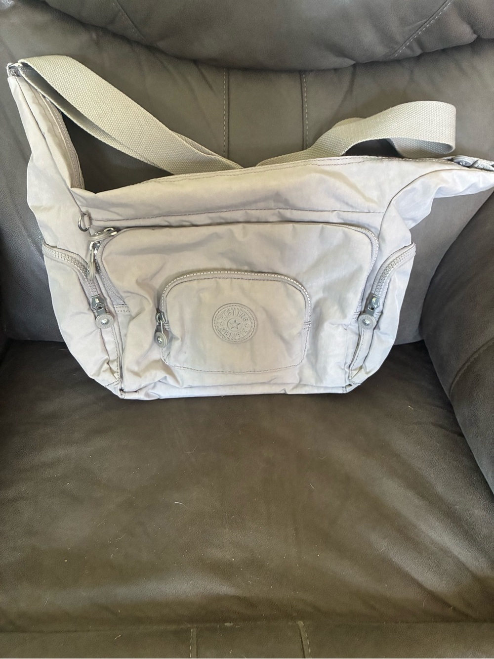 Kipling Light Gray Crossbody Messenger Bag